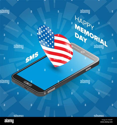 Blue Memorial Day Poster With Map And Flag Stock Vector Image Art Alamy