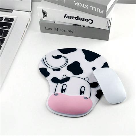 1pc Cute Cow Wrist Rest Mouse Pad Set Soft Silicone Non Slip