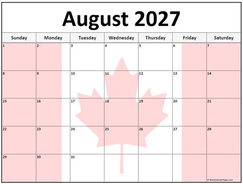 Collection Of August 2027 Photo Calendars With Image Filters