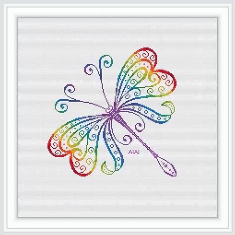 Cross Stitch Pattern Insect Dragonfly Silhouette Openwork Ornament