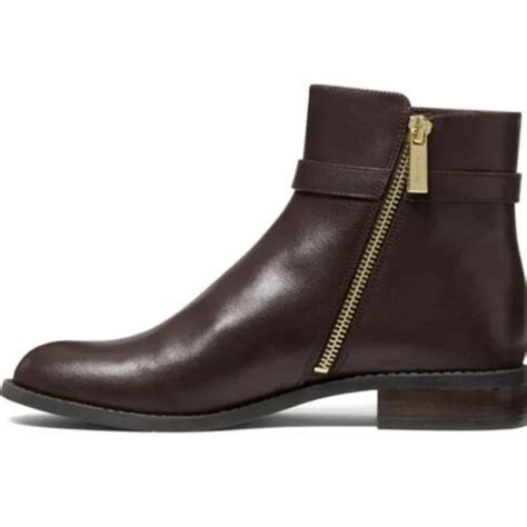 Michael Kors Finley Chocolate Brown Flat Bootie Ankle Boots Shoes Flats