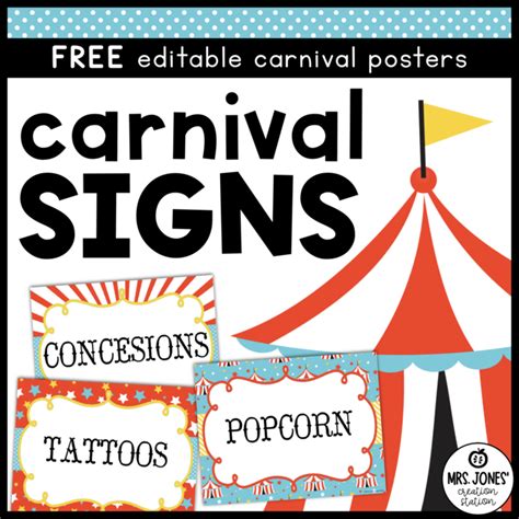 EDITABLE CARNIVAL SIGNS Mrs Jones Creation Station