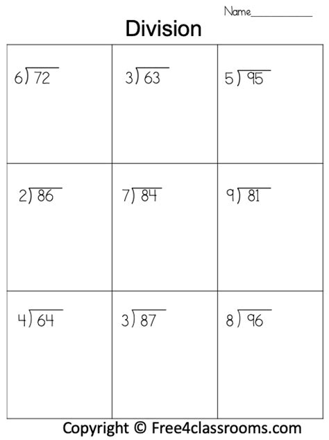 Division Double Digit Worksheets