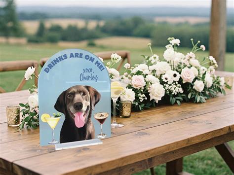 Custom Pet Portrait Signature Drink Sign Cartoon Portrait Wedding Bar