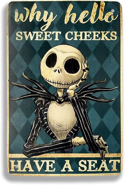 ASPORIC WHY HELLO SWEET CHEEKS HAVE A SEAT Jack Skellington Vintage