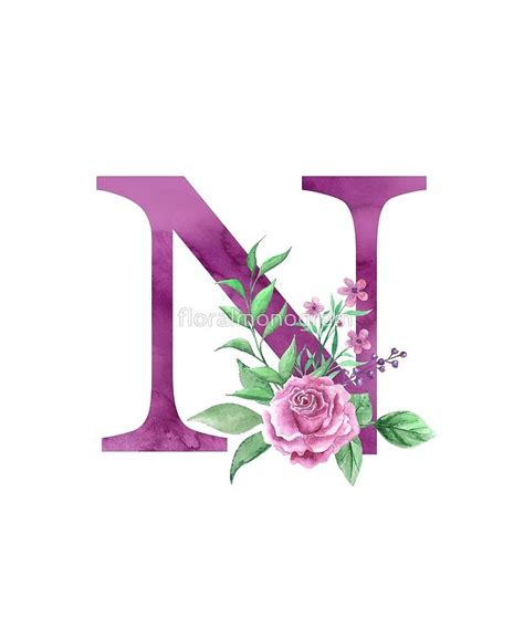 Monogram N Lovely Rose Bouquet Poster