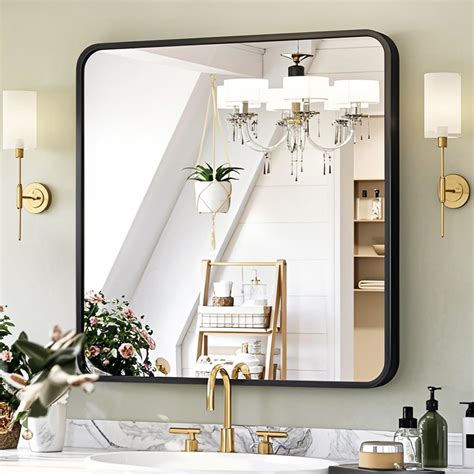 Amazon Nexavist X Black Square Mirror Black Frame Bathroom