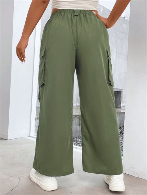 Shein Moosta Plus Flap Pocket Side Cargo Pants For Sale Australia New