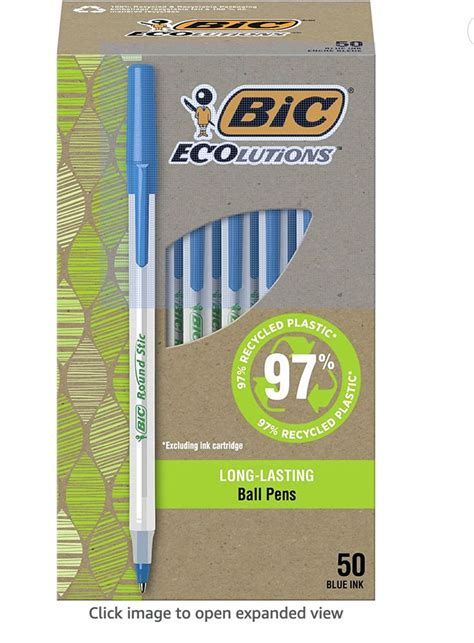 BIC Ecolutions Round Stic Ballpoint Pens Medium Point 1 0mm 50