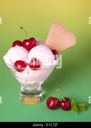 Cold Sorbet With Fresh Cherries And Mint Stock Photo Alamy