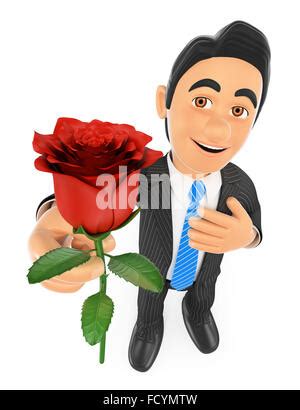 Handsome Businessman With Flower Isolated On White Stock Photo Alamy