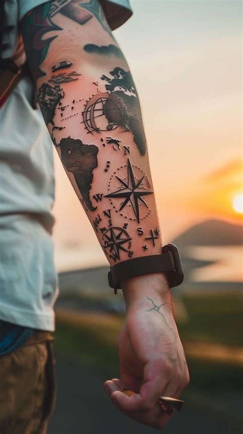 Pin By Minskis On Tattoo Map Tattoos Arm Tattoos For Guys Nautical