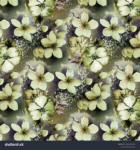 Allover Flowers Grey Colored Pattern Be Stock Illustration