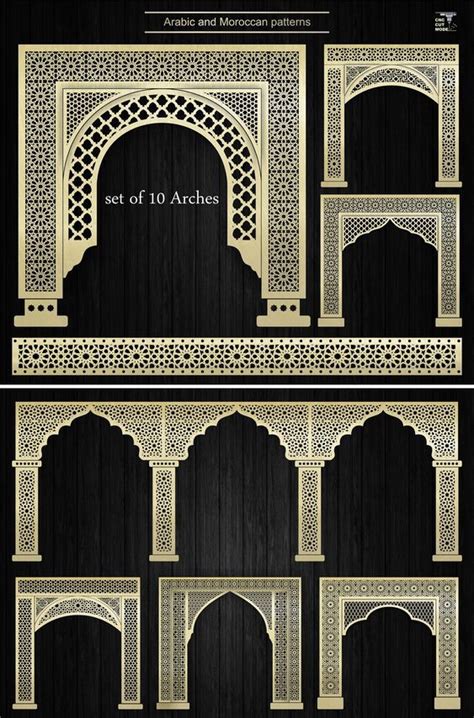 Decorative Arabic Arches With Combined Pattern Wall Decor With