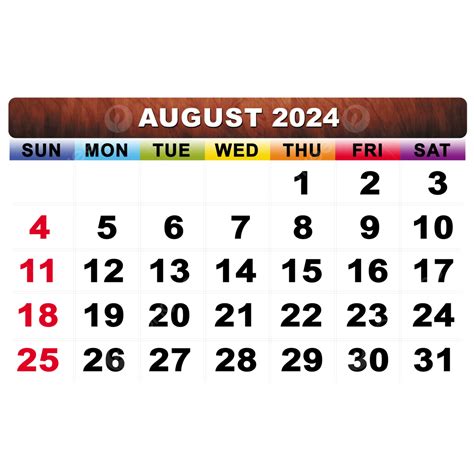 Monthly August Calendar Png Vector Psd And Clipart With