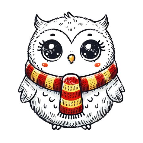 Adorable Winter Owl PNG Clipart Cute Bird With Big Eyes Cozy Scarf