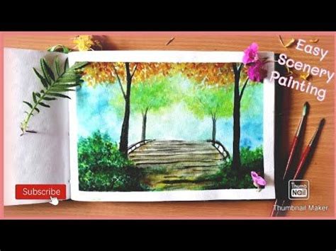 Easy Scenery Drawing With Watercolour For Beginners Step By Step