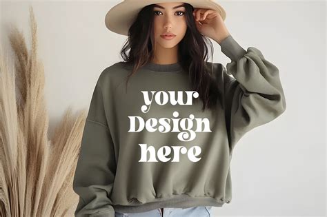 Gildan Mockup Military Green Graphic By Mockupstore Creative