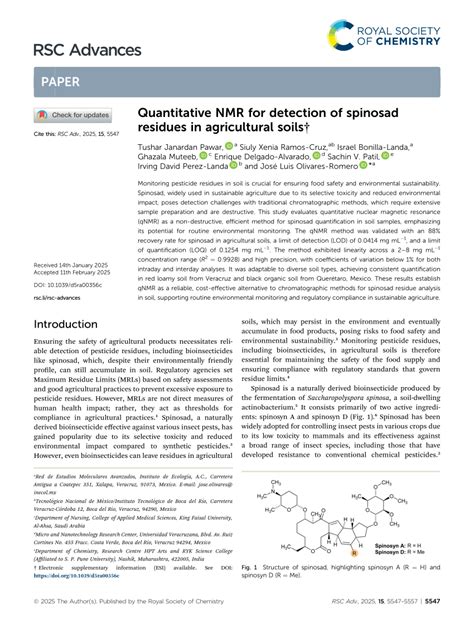 Pdf Quantitative Nmr For Detection Of Spinosad Residues In