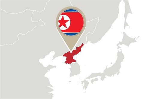 North Korea On World Map Vector Art