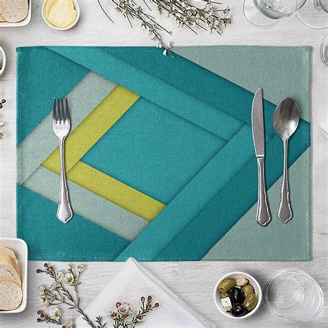 2025 Blue Yellow Table Mat Geometric Pattern Placemat Blue Triangle