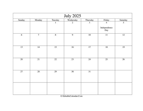 July 2025 Printable Calendar Free Online Horacio B Sprague