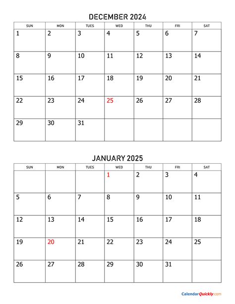 Blank Calendar December January Printable Free Oscar Dawn