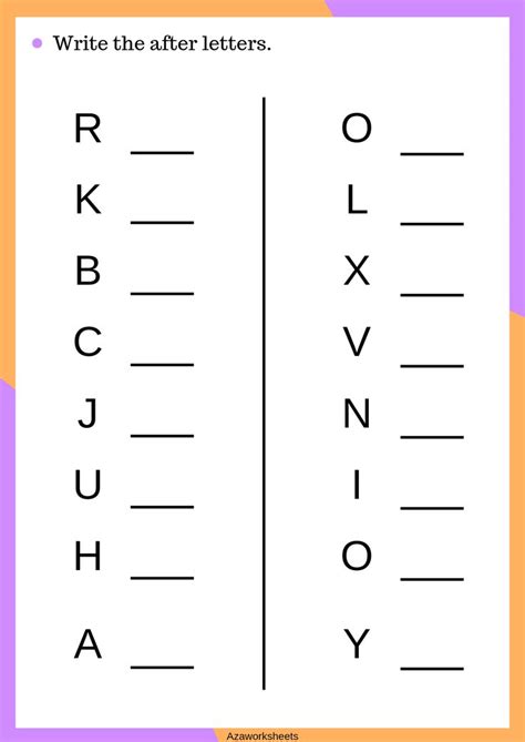 Write The After Letters Alphabets Worksheets Letter Recognition