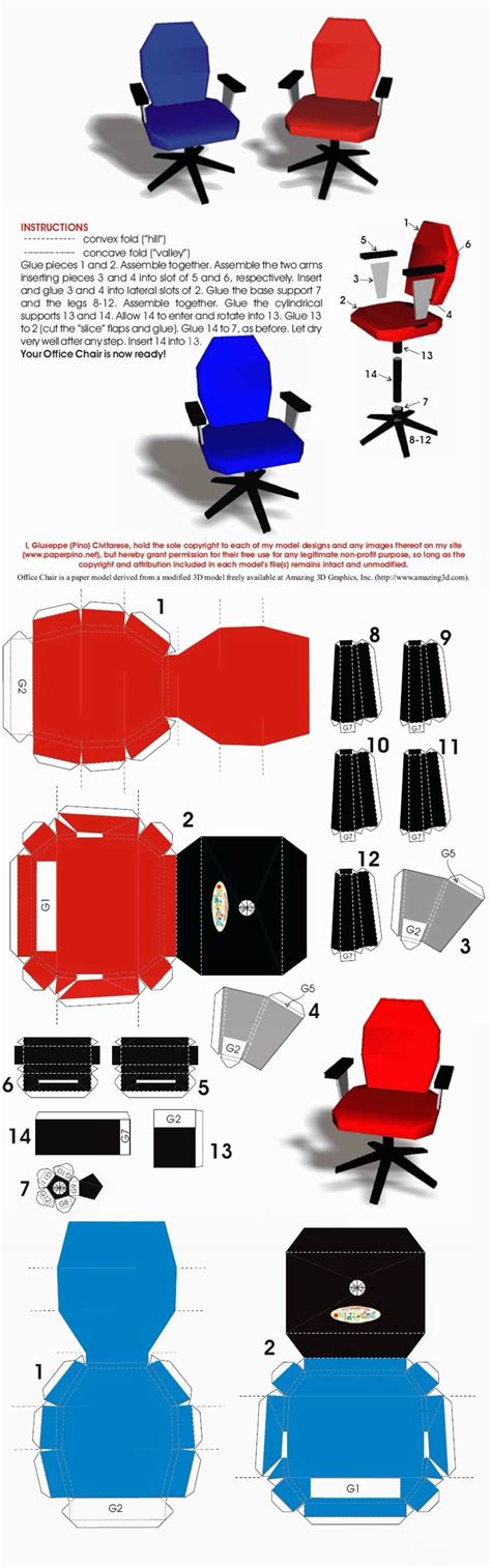 Types Of Office Chairs Paper Model