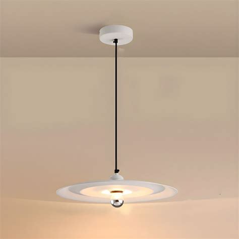 Modern Circle Pendant Light With Adjustable Hanging Length In White