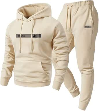 Amazon.com: Men's Two-Piece Set, Casual Crew-Neck Long-Sleeve Hooded ...