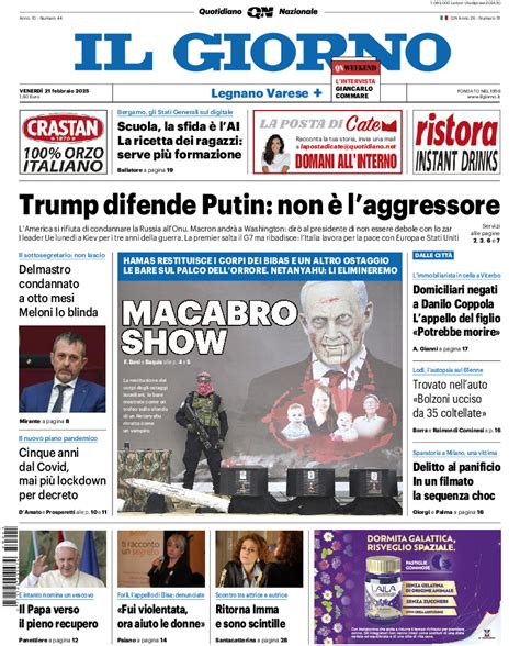 Il Giorno Prima Pagina Di Oggi Edizione Legnano Di Sabato Febbraio