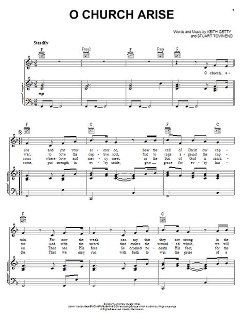 Keith Kristyn Getty O Church Arise Sheet Music For Piano Vocal