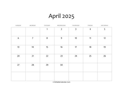 Fillable Calendar April Ren Vansmit