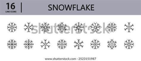 Snowflake Winter Line Icons Set Winter Shutterstock