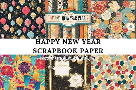 Happy New Year Scrapbook Paper Graphic By Jacky Studio Creative Fabrica