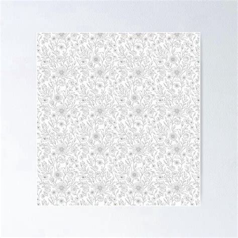 Black And White Floral Seamless Line Art Pattern Poster , Poster Print ...