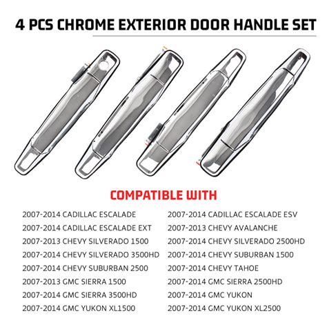 Pack Of Front Rear Door Handles Silver For Chevrolet