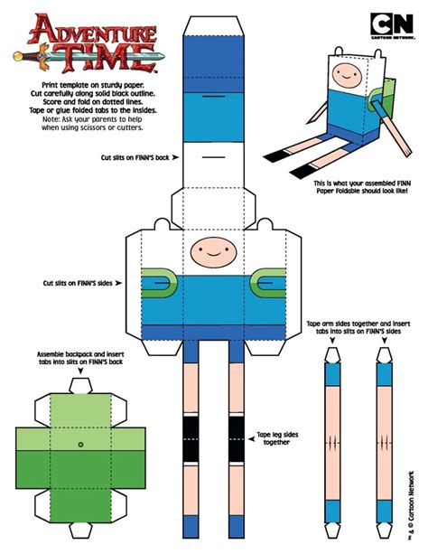 Finn Adventure Time Papercraft Cubeecrafts Artesan As De Papel En