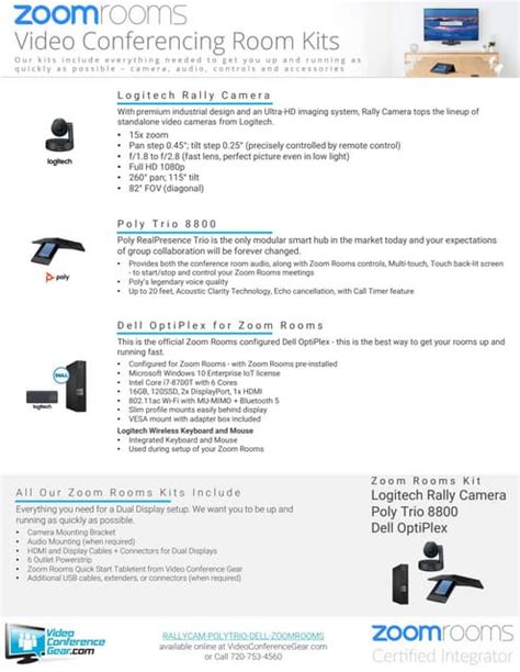 Zoom Rooms Kit featuring the Logitech Rally Camera and Nureva HDL300 | PDF