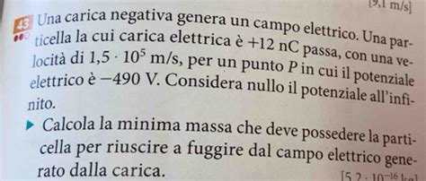 Risolto M S Una Carica Negativa Genera Un Campo Elettrico Una