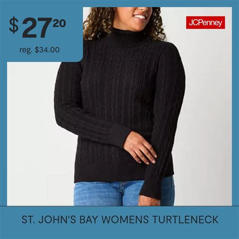 St John S Bay Womens Turtleneck Long Sleeve Pullover Sweater