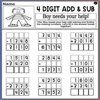 March Digit Addition And Subtraction Without Regrouping Fill In