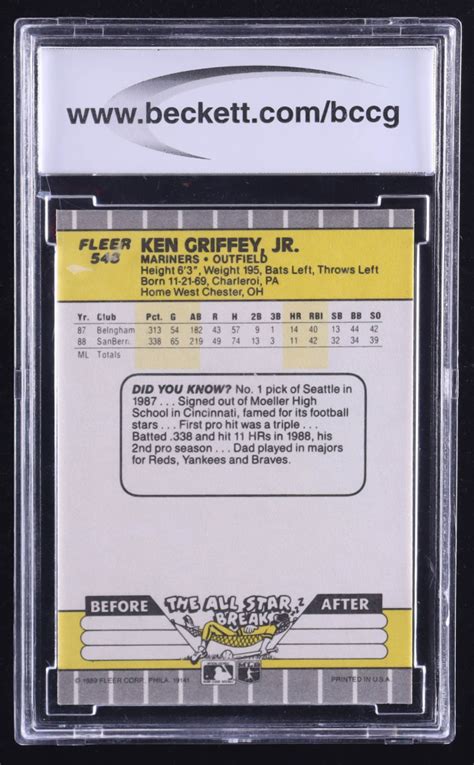 Ken Griffey Jr Fleer Rc Bccg Pristine Auction