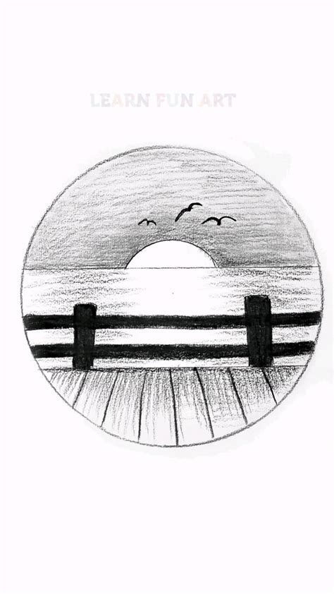 How To Create Stunning Scenery In A Circle Easy Charcoal Drawings