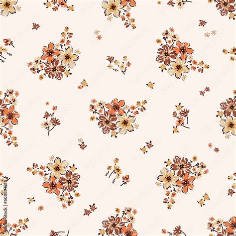 Flower Bouquets Vector Seamless Pattern Simple Flower Garlands Ditsy