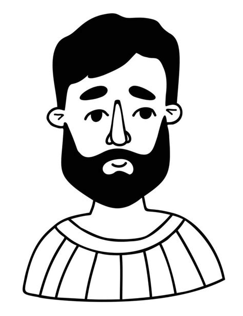 Male Face Portrait Of Bearded Man Vector Doodle Avatar Face For