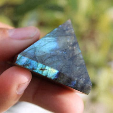 Natural Labradorite Quartz Crystal Pyramid Orgone Energy Gemstone Tower