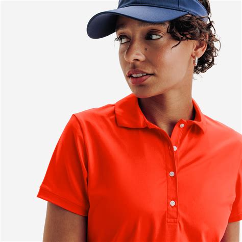 Moteriški trumparankoviai golfo polo marškinėliai „MW500“, raudoni ...