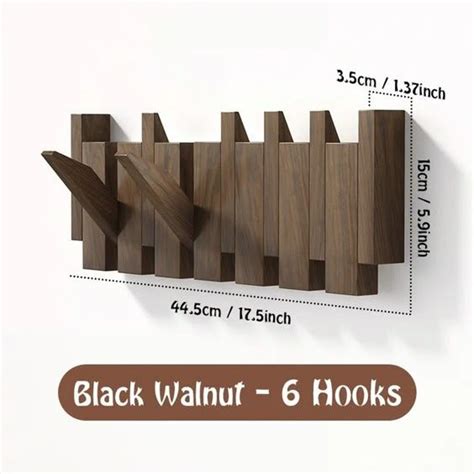 Wall Coat Rack Piano Key Style Walnut Wall Mounted Coat Rack For Home